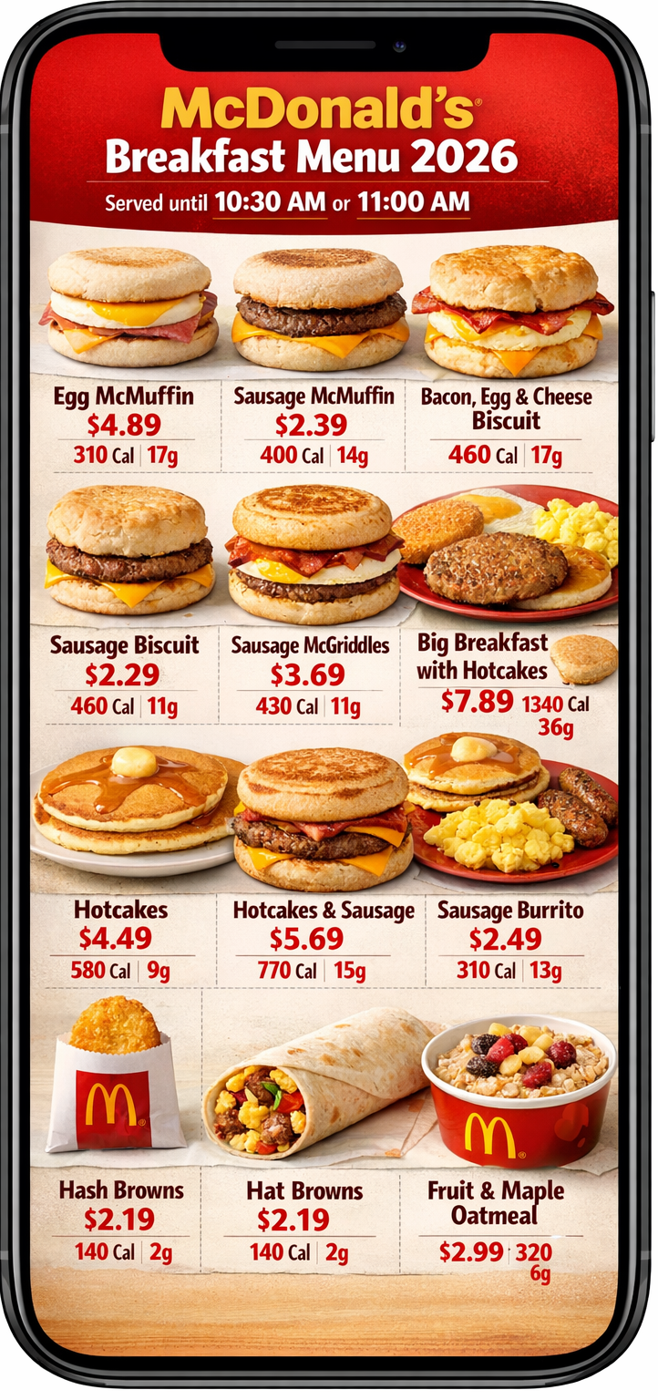 McDonald's Breakfast Menu With Price 2026